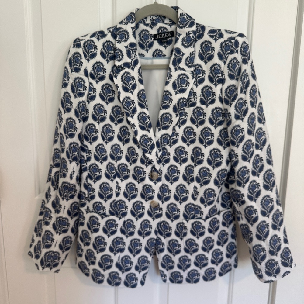 J. Crew Navy and White Patterned Blazer